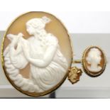 Cameo set; brooch, ring, size K, and a single earring, total weight 13g, brooch L: 4 cm. P&P Group 1