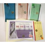 Five £1 coin stamp covers, British Isles and Long to Reign. P&P Group 1 (£14+VAT for the first lot