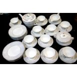 Noritake 33 piece tea set in Damask pattern, tea pot, milk jug, sugar bowl with 10 cups, saucers and