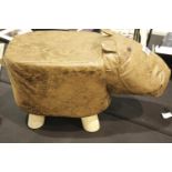 Small Hippo footstool, L: 47 cm, H: 27 cm. Not available for in-house P&P.