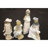 Four Nao child figurines, tallest H: 23 cm. Not available for in-house P&P