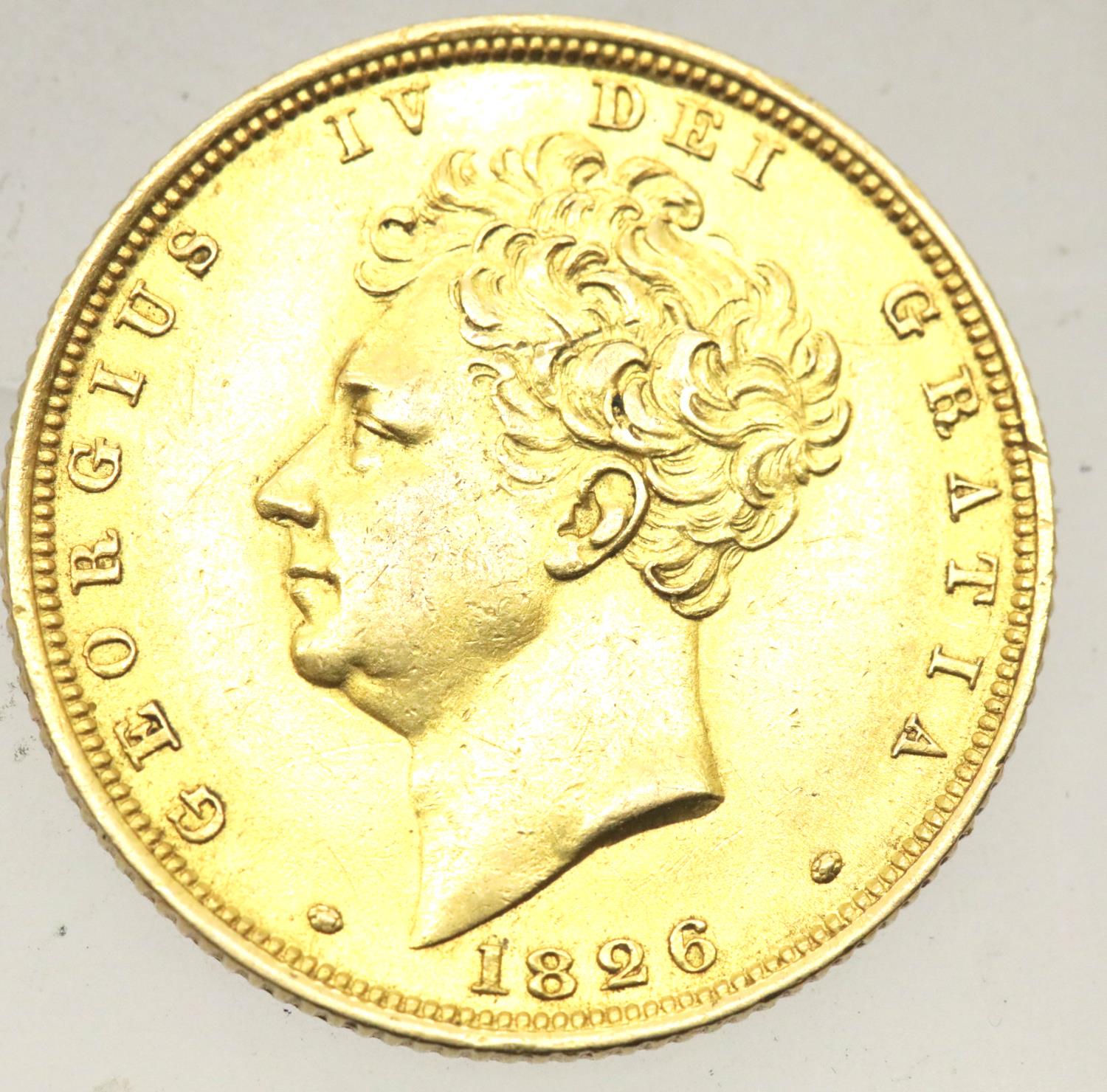 George IV c1826 shield back sovereign in good condition. P&P Group 1 (£14+VAT for the first lot