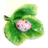 Herend Hungary leaf and ladybird ornament, L: 9 cm. P&P Group 1 (£14+VAT for the first lot and £1+