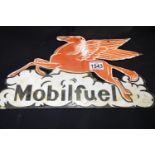 Mobil Fuel enamel sign, W: 39 cm. P&P Group 3 (£25+VAT for the first lot and £5+VAT for subsequent
