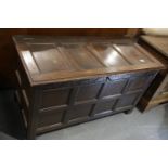Oak blanket chest in panel form with key, 107 x 50 x 61 cm H. Not available for in-house P&P