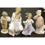 Four Nao child figurines, tallest H: 22 cm. Not available for in-house P&P