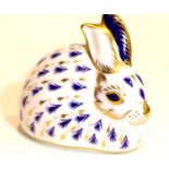Royal Crown Derby rabbit with gold stopper. P&P Group 1 (£14+VAT for the first lot and £1+VAT for