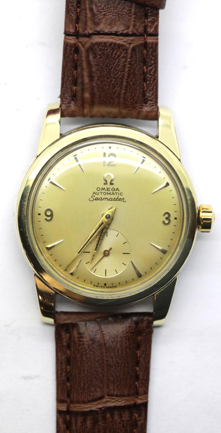 Vintage gold filled Omega Automatic Seamaster gents wristwatch c1955. P&P Group 1 (£14+VAT for the