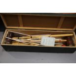 Vintage Atlas croquet set with instructions (appears complete but unchecked). Not available for in-