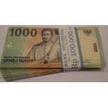 95 UNC Indonesian 1000 rupiah notes UKFO27006 - 27100. P&P Group 1 (£14+VAT for the first lot and £