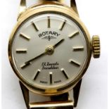 9ct gold Rotary ladies wristwatch on a 9ct gold bracelet, 15.8g, not working at lotting. P&P Group 1
