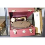 Portable Broadcaster wind up gramophone and records. Not available for in-house P&P