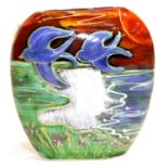 Anita Harris Bluebirds trial vase, H: 12 cm. P&P Group 1 (£14+VAT for the first lot and £1+VAT for