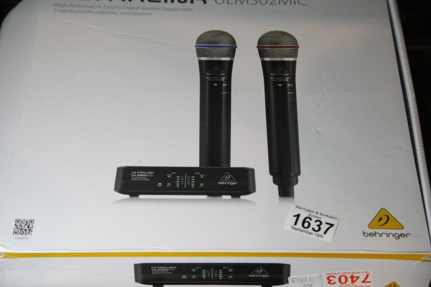 Behringer ULM 302 MIC high performance wireless system with two microphones, wifi box not working.