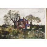 Brenda King oil on board of a cottage, 1972, 38 x 25 cm. Not available for in-house P&P