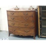 Late 19thC early / early 20thC walnut bow front chest of four graduated drawers. Not available for
