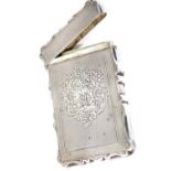 Silver Victorian card case, H: 9 cm, 70g. P&P Group 1 (£14+VAT for the first lot and £1+VAT for