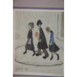 Laurence Stephen Lowry (1887-1976) print, The Family, with gallery blind stamp, 21 x 26 cm. Not