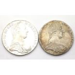 Two silver Maria Theresa coins. P&P Group 1 (£14+VAT for the first lot and £1+VAT for subsequent