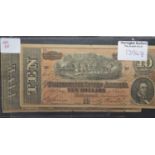 Confederate USA banknotes a 5 dollar and 10 dollar note, 1862/1867. P&P Group 1 (£14+VAT for the