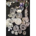 Large amount of crystal including bowls, baskets, vases, clocks etc. Not available for in-house P&P