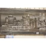 Modern framed print of New York at Night, 75 x 25 cm. Not available for in-house P&P