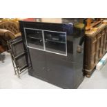 Morton black illuminated cupboard with two glass opening doors, 100 x 39 x 110 cm H. Not available