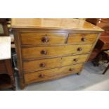 Victorian chest of two short over three long mahogany drawers with inlaid decoration, 124 x 55 x 106