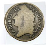 1690 Shilling - King James II - Civil war gun money - emergency issue to pay troops. P&P Group 1 (£