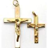 Two 9ct gold crucifix, 10.1g, largest L: 5 cm. P&P Group 1 (£14+VAT for the first lot and £1+VAT for
