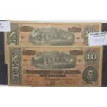 Two confederate USA banknotes 1864. P&P Group 1 (£14+VAT for the first lot and £1+VAT for subsequent