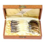 Karl Doll, Germany, a boxed set of six 800 silver coffee spoons, combined 60g. P&P Group 1 (£14+