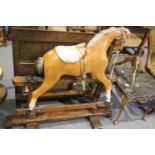 Antique rocking horse on wooden base, Not available for in-house P&P