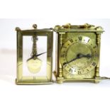 2 small mantel / carriage clocks, a Smiths brass electric mantel clock & a Kaiser 8 day 7 jewels