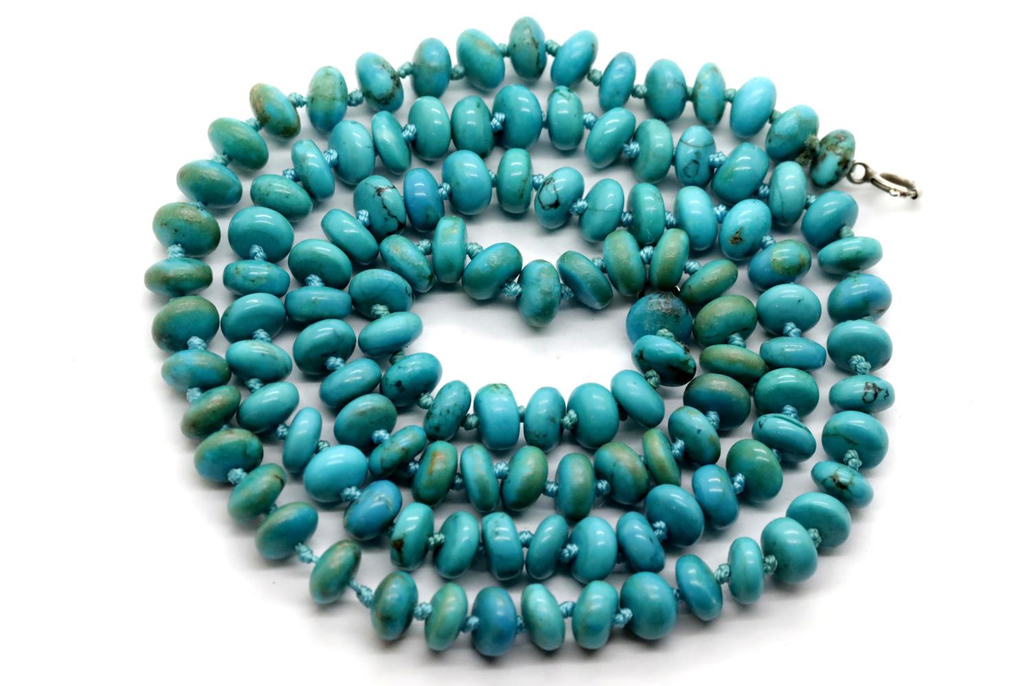 Turquoise bead necklace, L: 74 cm approximately, 46g. P&P Group 1 (£14+VAT for the first lot and £