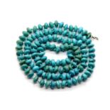 Turquoise bead necklace, L: 74 cm approximately, 46g. P&P Group 1 (£14+VAT for the first lot and £