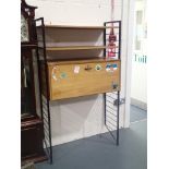 Vintage Ladderax by Staples unit of fitted bureau and two shelves. Not available for in-house P&P.