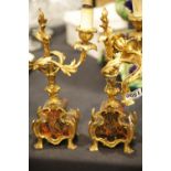 Pair of ormolu and tortoiseshell clock sconces, H: 33 cm. Not available for in-house P&P.