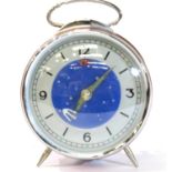 1960s type Sputnik alarm clock, D: 10 cm, H: 14 cm. P&P Group 1 (£14+VAT for the first lot and £1+