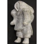 Inuit basalt stone woman with papoose by Nancy Aptavik from the Baker Lake community, Nunavut,