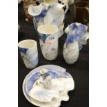 Collection of ceramics, decorated with Dove motif, indistinctly signed, H: 26 cm. Not available