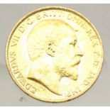 1908 Gold Half Sovereign - King Edward VII. P&P Group 1 (£14+VAT for the first lot and £1+VAT for