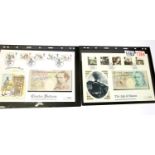 Five pounds and ten pounds note stamp covers. P&P Group 1 (£14+VAT for the first lot and £1+VAT