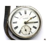 JG Graves hallmarked silver pocket watch with key. Case D: 52 mm, 124g. Not working at lotting. P&