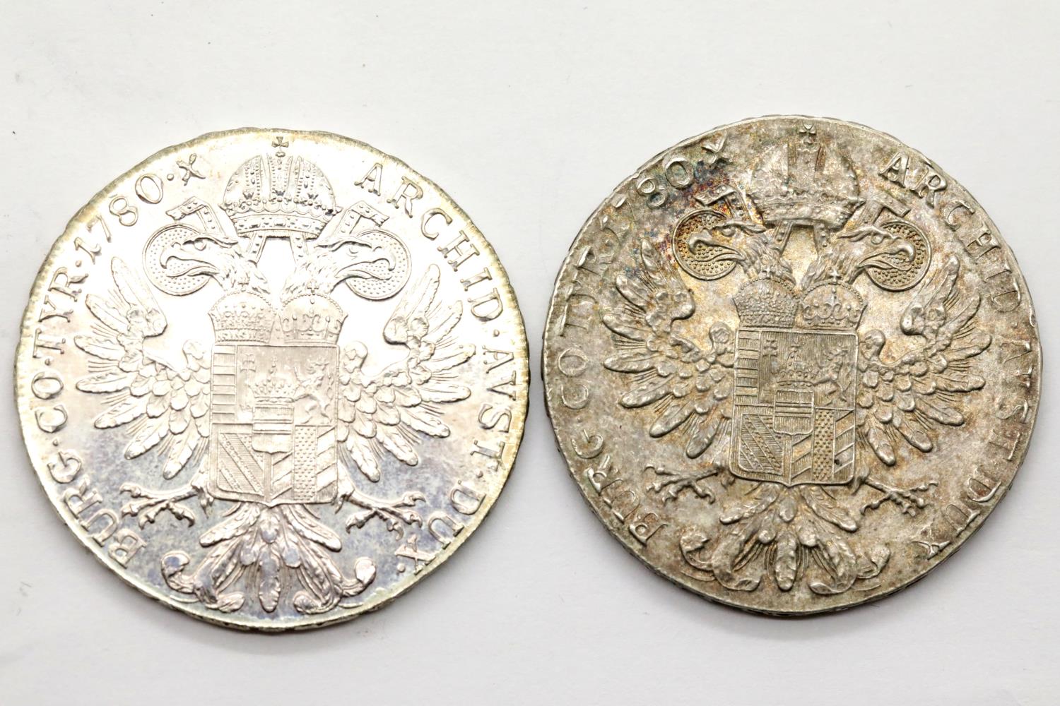 Two silver Maria Theresa coins. P&P Group 1 (£14+VAT for the first lot and £1+VAT for subsequent - Image 2 of 2