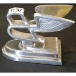 Chrome Bentley B wing on stand, W: 18 cm. P&P Group 3 (£25+VAT for the first lot and £5+VAT for