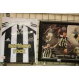 Newcastle United Alan Shearer signed shirt and poster. Not available for in-house P&P