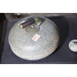 Vintage Ailsa Craig granite curling stone and a granite curling stone paperweight. Not available for