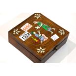 Asian inlaid wooden box, L: 15 cm. P&P Group 2 (£18+VAT for the first lot and £3+VAT for
