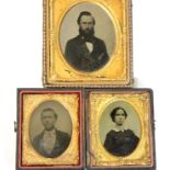 Three Victorian framed photographs, H: 7 cm (x2) and H: 9 cm. P&P Group 2 (£18+VAT for the first lot